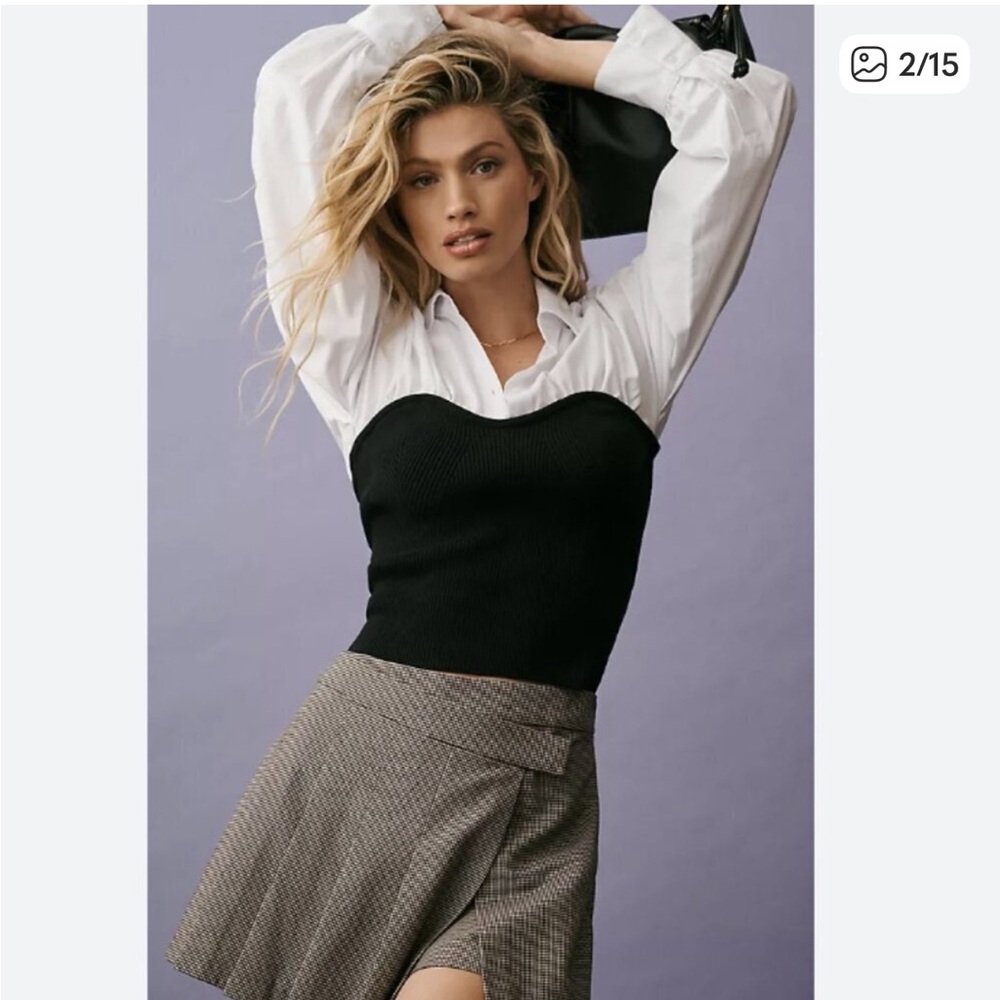 Maeve corset swear x poplin shirt two in one- XS like new